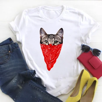 Femei animale de Companie Pisica Desene animate Kawaii Drăguț Amuzant de Imprimare Doamnelor Vara T Tee Femei Top, Tricou Haine Tricou Femei Graphic T-shirt