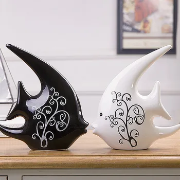 Cele două camera de zi de decorare Acasă Mobilier Bei bijuterii cadou ceramica alb-negru cuplu sărut pește stil Nordic ceramice