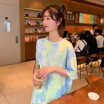 Femei Casual Moda Gât Rotund Imprimat cu Maneci Scurte Pulover Vrac Hip Hop Stil coreean o-gat maneci scurte Tricou sexy