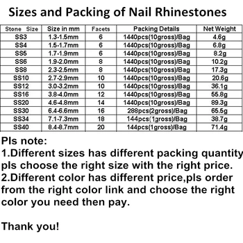 Toate Dimensiunile Decoratiuni Pentru Unghii Transparent Negru AB Unghii Non Hot Fix Stras Plat pe Spate Liber de Piatră Y3110