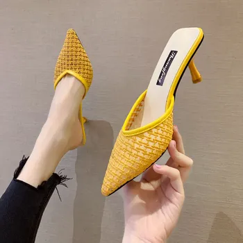 2020 Femei Sandale Pantofi De Vara Petrecere Cu Toc Stiletto Casual Tocuri Gladiator Ochiurilor De Plasă Tesatura Stretch Superficial Sandale Tocuri