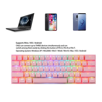 Motospeed CK62 Mini Portabil 60% Mecanice Tastatura Bluetooth Modul Dual USB Wired Laser Gaming Keyboard Pentru Calculator PC Gamer
