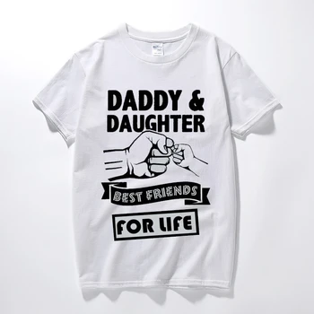 Tatăl și fiica mai buni prieteni pentru viață, ziua tatălui, tata cadou amuzant logo imprimate t-shirt din bumbac cu maneci scurte t shirt