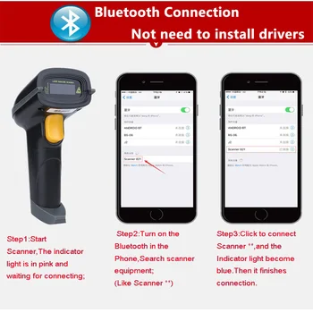 Portabil mini fără Fir Bluetooth Scanner de coduri de bare 1D cititor de coduri de Bare portabil scanner mobil Android iOS iPad telefon și Computer