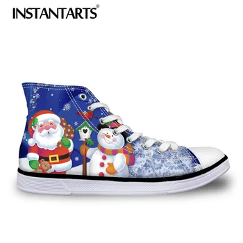 INSTANTARTS Bărbați Vulcaniza Om Pantofi Adidași Clasic 3D Drăguț om de Zăpadă de Crăciun de Imprimare Moș Crăciun Mare Sus Pantofi de Panza Băiatul Om