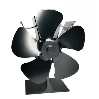 Negru Șemineu 5 Lame De Căldură Alimentat Aragaz Fan Log Arzător De Lemn Eco Fan Liniștit Acasă Șemineu Ventilator Eficient De Distribuție A Căldurii