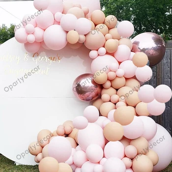 130Pcs Macaron Roz Baloane Ghirlanda Arc Set Argint 4D Balon de Folie Kit Baby shower Decor Nunta Consumabile Partid