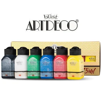ARTDECO 6 Culori/Set Profesional Acrlyic Vopsea, 6 x 75 ml Flacon, Orice Suprafață, Pictura Pigment