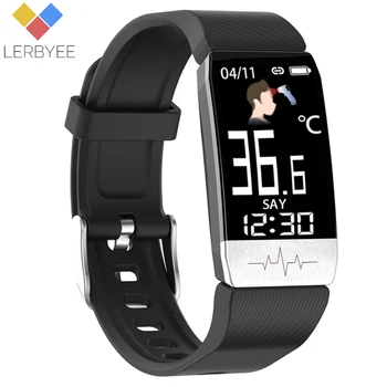 Lerbyee T1s Ceas Inteligent Temperatura Corpului Monitor de Ritm Cardiac Fitness Tracker Sport Moduri de Memento Apel Smartwatch pentru Barbati Femei
