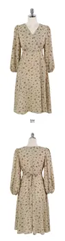 S XL Plus Dimensiune Nouă Primăvară Fete Rochie Boho Partid Șifon Feminin Rochie Vintage Print cu Maneci Lungi Rochii pentru Femei Haină Lungă Vestido