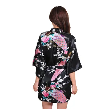 VLENATLNO Mireasa Nunta de domnisoare de Onoare Florale Halat Satin Raionul Halat de baie cămașă de noapte Pentru Femei, Kimono Sleepwear Flori Plus Dimensiune