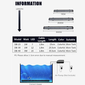 Acvariu Rezervor de Pește LED-uri Impermeabil Lumina Pește Colorat Lampa UE/SUA Putere Acvarii Decortion Fâșie Lungă Submersibile de Sticlă Lumini