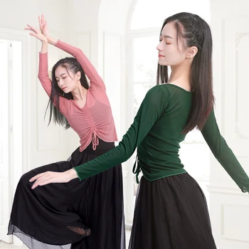 Adult Balet Cordon Topuri Elegante De Dans Clasic Ochiuri Maneca Lunga Topuri Femei Pentru Dans Costum De Formare