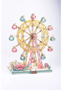 DIY 3D cu Laser de Tăiere de Lemn Ferris Wheel Joc de Puzzle Cadou pentru Copii Copii Model kit de Constructii Realizate manual Puzzle Jucărie