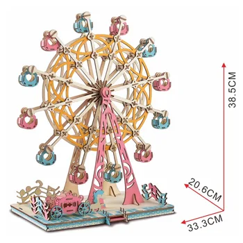 DIY 3D cu Laser de Tăiere de Lemn Ferris Wheel Joc de Puzzle Cadou pentru Copii Copii Model kit de Constructii Realizate manual Puzzle Jucărie