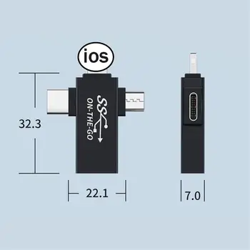 OTG 3 in 1 AdapterType-C Micro USB Pentru Apple Este Potrivit Telefon Mobil USB 3.0 U Disc Adaptor Mouse-ul Converter