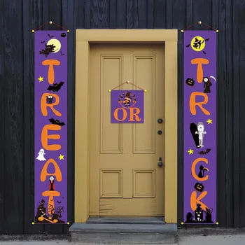 Behogar Halloween Truc Trata Ușa Semne Kit Cuier Ușă Banner pentru Interior Exterior Pridvor Ușa din Față Poartă Decoratiuni pentru Gradina