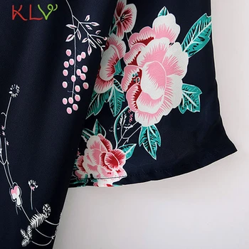 Kimonouri Mujer Verano Sifon Bleumarin imprimeu Floral de Vara Vrac Kimono Cardigan Femei Bluza Plajă, Înot Acoperi de Moda de Top 20Mar