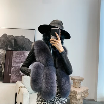 2020 Moda De Iarnă Scurtă De Blană De Vulpe Vesta Pentru Femei Naturală A Pielii Autentic Haine De Blană De Vulpe Fără Mâneci Subțire Femeie Paltoane De Lux