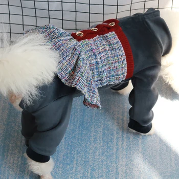 Animale De Companie Câine Haine De Iarna Cald Îngroșa Silver Fox Jacheta Fleece Cățeluș Rochie Stil Salopeta Pentru Câini De Talie Mică Proteja Burta Pudel Haina