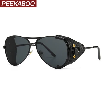 Peekaboo mens scut ochelari de soare retro de metal negru mascul mare ochelari de soare pentru femei uv400 2020 vara cadou elemente dropship