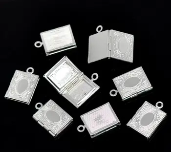 DoreenBeads cu Amănuntul Cadru Pandantive Imagine/Foto Medalion Dreptunghi de culoare Argintie(se Potrivește:6x9.5mm)17x12mm,20buc