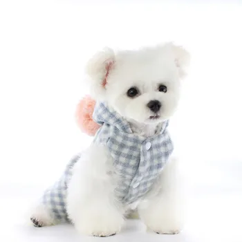 Iarna cald Teddy Bichon Haine pentru Câini de Mare Minge de Blana Decor Carouri Câine Salopeta XS S M L XL
