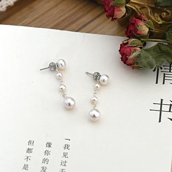 ASHIQI Naturale de apă Dulce Pearl Argint 925 lucrate Manual Cercei Lungi Fashion Lady 2020 NOU