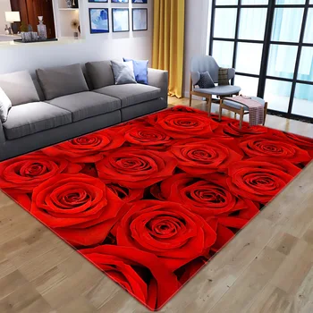 3D Red Rose Floare Canapea Coridor Podea Covor Modern Home Decor Dormitor Noptieră Zona Covor anti-alunecare Covor Covoare pentru Camera de zi