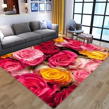 3D Red Rose Floare Canapea Coridor Podea Covor Modern Home Decor Dormitor Noptieră Zona Covor anti-alunecare Covor Covoare pentru Camera de zi