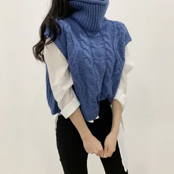 Toamna Iarna 2020 Noua moda Guler fără Mâneci Culoare Solidă Pulover Tricotate poftă de mâncare Model Caldă Vesta femei Haine
