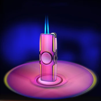În 2020, Noul Dual Lanterna Metal Mai Ușor Vânt De Gaz Butan Jet Flint Bricheta Degetului Spinner Trabuc Incendiu Două Gadget-Uri Pentru Barbati