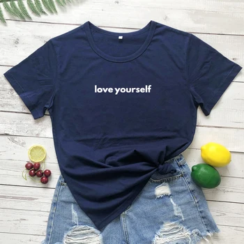 Unisex Corpul Mai mult Iubirea de Sine Cadou de Vara Tricou Femei Citat Inspirational Tricou Top Picătură de Transport maritim Te Iubesc T-shirt