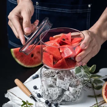 Sticlă transparentă de Stocare Bol pentru Fructe Fructe Uscate Alimente Uscate Bomboane Biscuiți Bucătărie Organizator Design Simplu Sticlă Pot Castron Salata