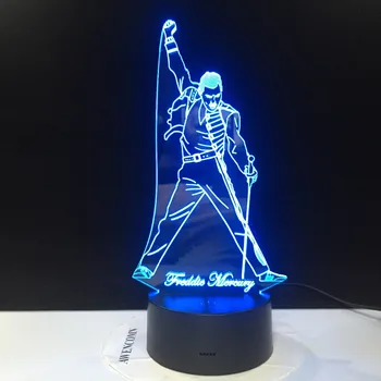 3D-3977 3D Led Lumina de Noapte Queen Freddie Mercury de Schimbare a Culorii copil Copil Veioza pentru Birou Lampă de Decorare 3d Cadou