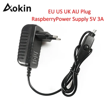Aokin Zmeura sursa de Alimentare 5V 3A Reglabil Buton de Comutare pentru Raspberry Pi 3 3B Adaptor de Alimentare Micro USB Port sursă de ALIMENTARE Sursă de Alimentare