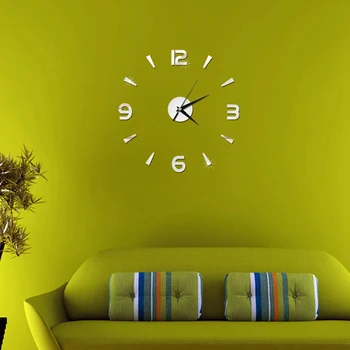 3D Home Decor Cuarț Ceas de Perete Diy Ceasuri Horloge Ceas Living Moda Acril Oglindă Autocolante de Argint