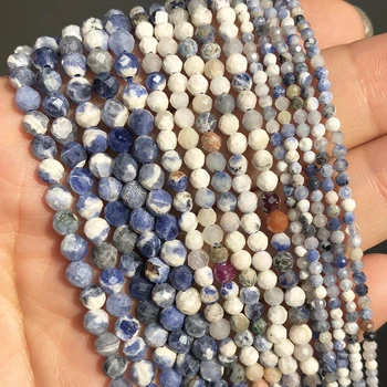 Minerale naturale Margele Fatetate Albastru Sodalit Jaspers Vrac Piatra Margele pentru Bijuterii DIY Brățară Accesorii 2 3 4mm