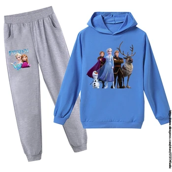 Disney Haine Noi pentru Copii Frozen Elsa Caracter Costum de Băieți și Fete din Bumbac Tricou Hanorace Bluze Pantaloni Pulover de Trening