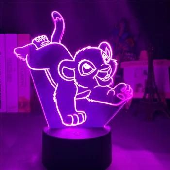 Disney Regele Leu Simba Set Decorativ cu LED Lumina de Noapte pentru Copii Decorare Dormitor LED 3D Iluzie Lampa de Birou Lumina Cadouri