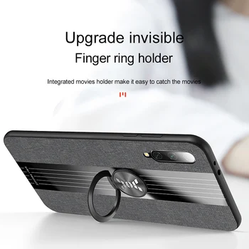 Pentru Xiaomi Mi A3 Caz Pânză Textura Inel Titular Mat Acoperire Rezistent La Șocuri Telefon Caz Pentru Xiaomi Mi A3