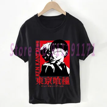 Tokyo ghoul tricou Unisex Harajuku Ken Kaneki vampir de Moda T-shirt strada grafică Topuri din Bumbac haine negre Pluse Dimensiune