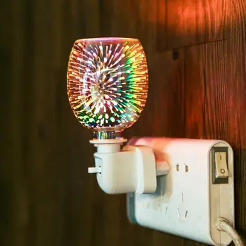 Sticlă 3D foc de Artificii Lumina de Noapte Electric Lumânare Aromoterapie Difuzor Încălzitor de Ceară se Topesc Burner Lampă Aromă Acasă decor Dormitor cadouri