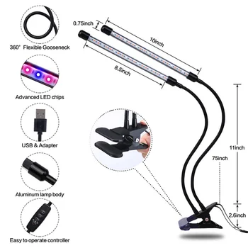 LED-uri Cresc Light Spectru Complet De 4 Capete de 18W 5V USB Clip-on cu efect de Seră de Legume Răsad de Plante de Iluminat IR UV Creștere Fito Lampa