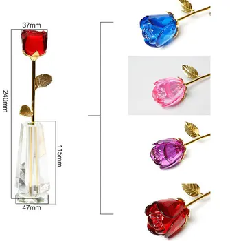 4 culori Romantice Cristal Flori de Trandafir Figurine Elegante Nepieritor Buchet de Sculptură Ornamente Decor Nunta Cadou de Ziua Îndrăgostiților