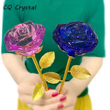 4 culori Romantice Cristal Flori de Trandafir Figurine Elegante Nepieritor Buchet de Sculptură Ornamente Decor Nunta Cadou de Ziua Îndrăgostiților