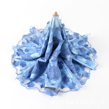 Dantela Dublu Strat din material Plastic anti-UV, Parasolar Pliere 3D Broderie Flori de culoare Multi Umbrela Cadou Creativ Umbrelă de soare