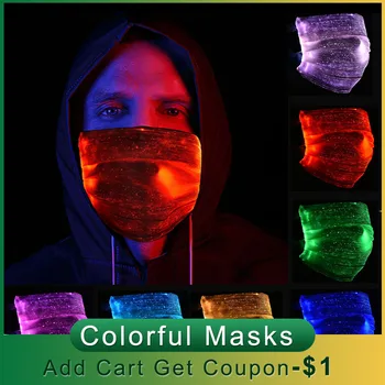 7 Culori Led Luminos Partid Masca Halloween Intermitent Masca de Fata Reîncărcabilă Colorate Stralucitoare, Masti cu 1 buc Filtru