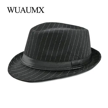 Wuaumx Vintage Stripe Jazz Pălării Pentru Bărbați Pălării Pălărie Pentru Bărbați Toamna Iarna Retro, Palarii Domn Panama Capac En-Gros
