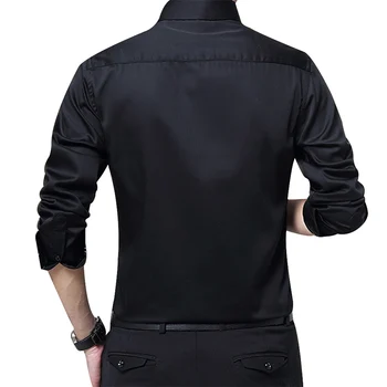Noul Brand pentru Bărbați Toamnă Camasi cu Maneca Lunga Slim Fit Solid Guler de Turn-down Tuxedo Shirt de Afaceri Formale Bărbați Cămăși de Dimensiuni Mari 3XL